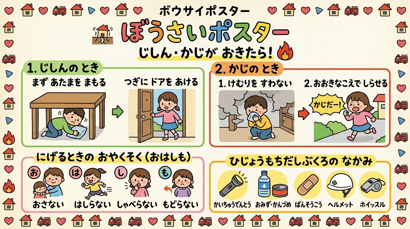 【無料】子ども向け防災ポスターを作ろう！家族で命を守る